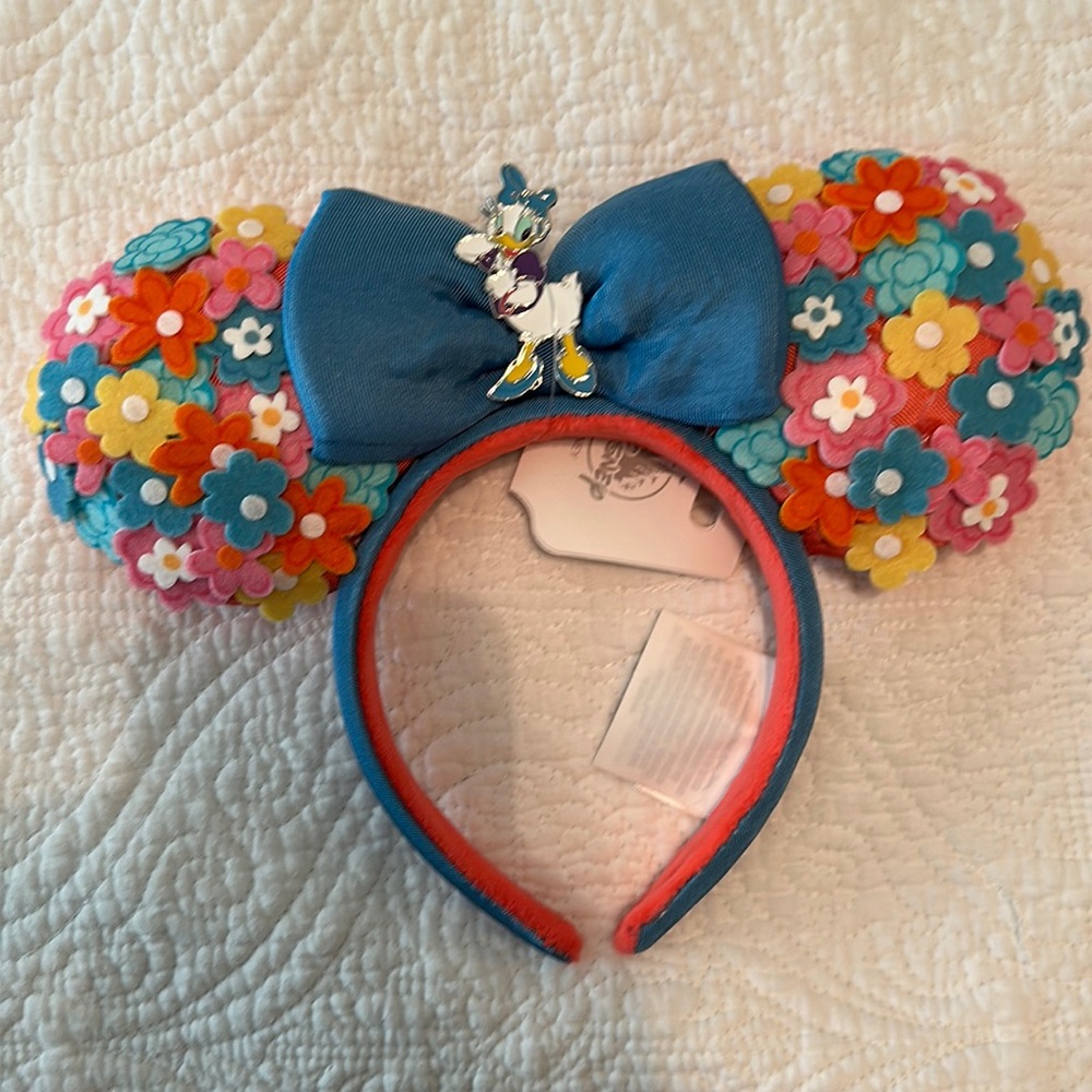 Disney Parks 2023 Daisy Duck Headband Ears Floral Minnie Bow - Exclusive